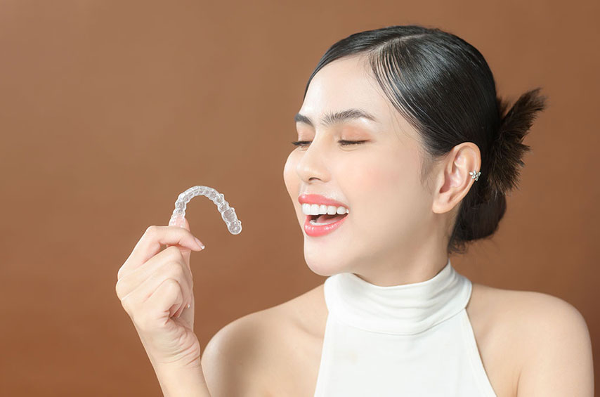 A Woman Holding an Invisalign